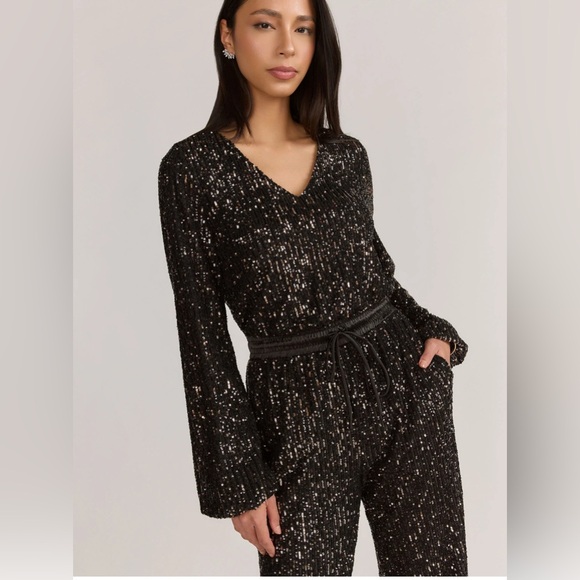 Aaron & Amber Long-Sleeve Sequin Jogger Jumpsuit - Picture 4 of 7